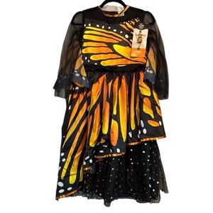 NWT child Monarch Butterfly Costume size large orange black Halloween cosplay